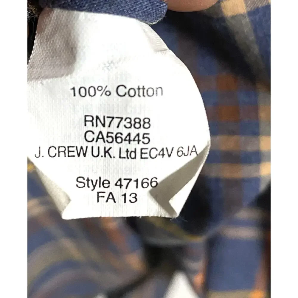 Vintage J Crew Plaid Button Shirt Men M Blue Preppy Classic Cotton Mauritius